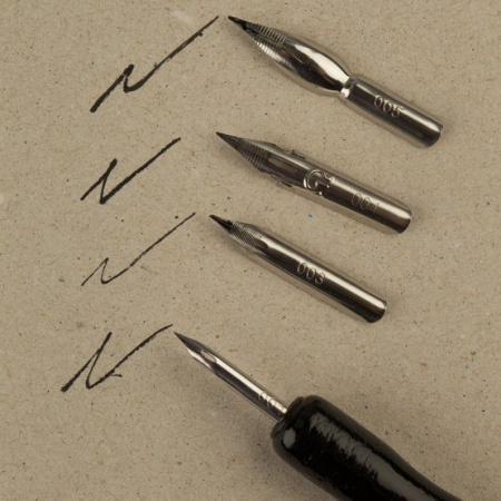 Набор для каллиграфии "Сонет", деревянная ручка-держатель, 4 пера, блистер - Каллиграфия