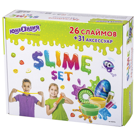 Набор слаймов 26 цветов, 31 аксессуар, в колорбоксе, ЮНЛАНДИЯ, 663776 - Игрушки релаксирующие