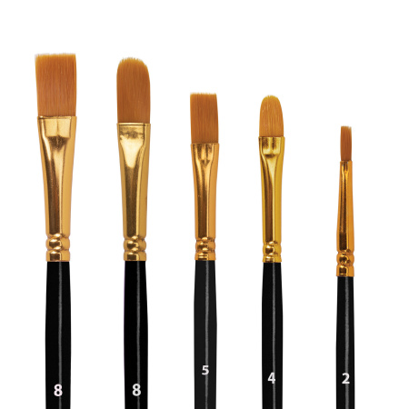 Кисти синтетика BRAUBERG, НАБОР 10 шт., черные (Круглые; Овальные; Плоские; Лайнеры), 201028 - Кисти для рисования