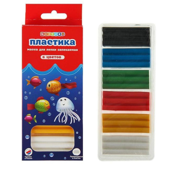 Набор пластики (полимерной глины) "Цветик" 6 цветов - Пластика для запекания в наборах