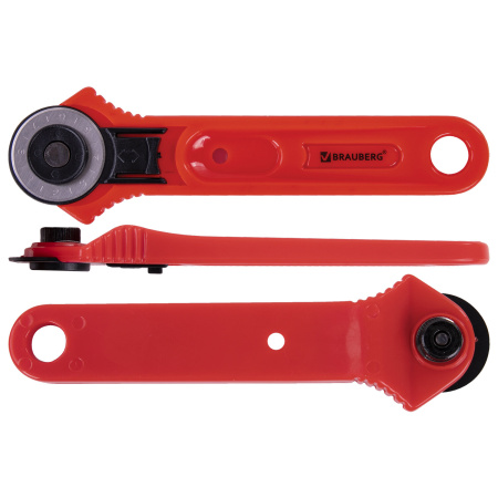 Нож раскройный роликовый 28 мм BRAUBERG, круглое лезвие, 238090 - Ножи специальные