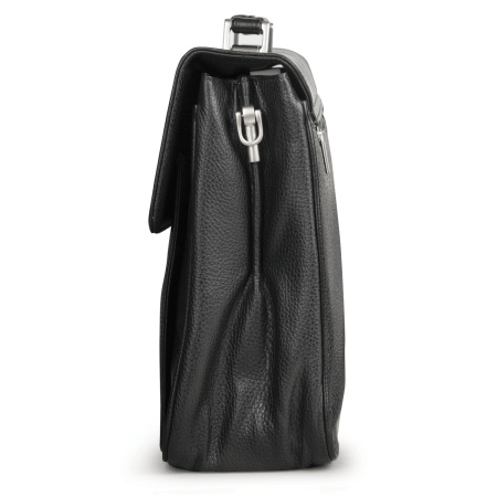 Портфель из натуральной кожи, 38х27х12 см, 2 отделения, замок с ключом, черный, 2-237 - Портфели из кожи