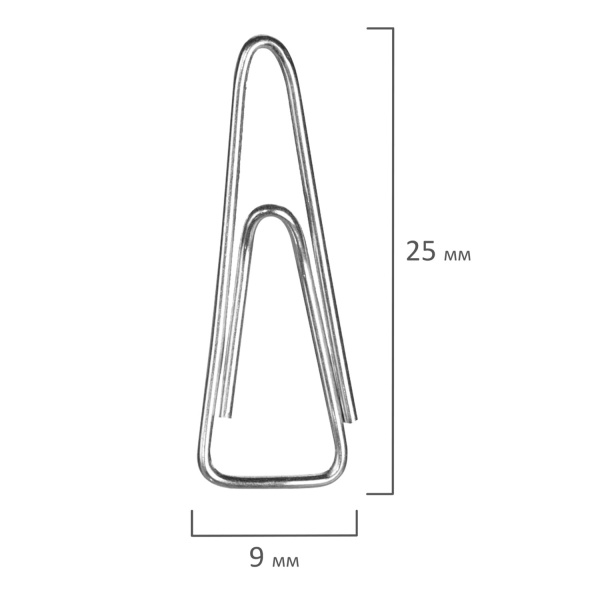 Скрепки STAFF, 25 мм, оцинкованные, треугольные, 100 шт., в картонной коробке, 270442 - Скрепки канцелярские