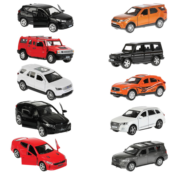 Машина металлическая коллекционная АССОРТИ 1, длина 12 см, инерционная, 10 видов, ТЕХНОПАРК N-001 - Инерционные машины