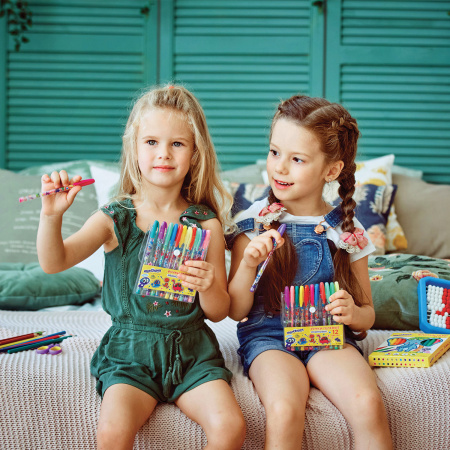 Ручки гелевые ЮНЛАНДИЯ, НАБОР 12 ЦВЕТОВ, БЛЕСТКИ, корпус с печатью, узел 0,7 мм, линия письма 0,5 мм, 142805 - Наборы гелевых ручек