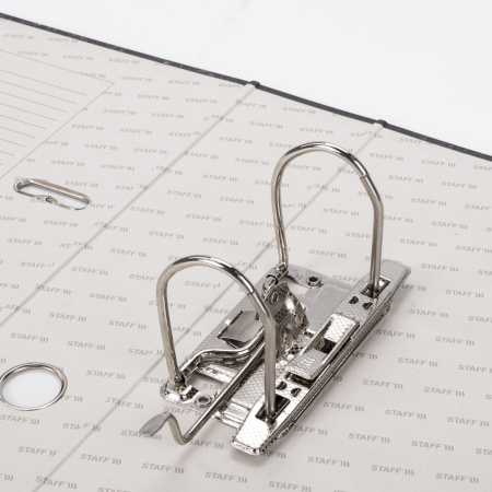 Папка-регистратор STAFF "Basic" БЮДЖЕТ с мраморным покрытием, 70 мм, без уголка, черный корешок, 227185 - Папки-регистраторы с арочным механизмом