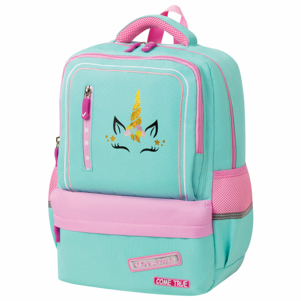 Рюкзак BRAUBERG STAR, 1 отделение, 5 карманов, "Unicorn", мятный, 40х29х13 см