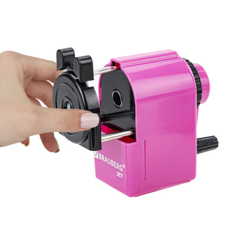 Точилка механическая BRAUBERG "JET", металлический механизм, корпус розовый, 229568 - Точилки механические