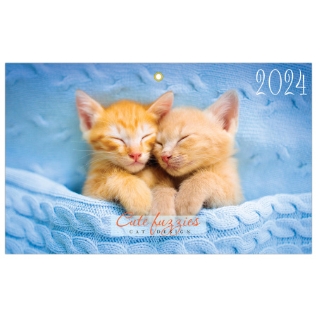 Календарь квартальный на 2024 г., 3 блока, 3 гребня, с бегунком, мелованная бумага, BRAUBERG, "Милые котята", 115292 - Календари настенные