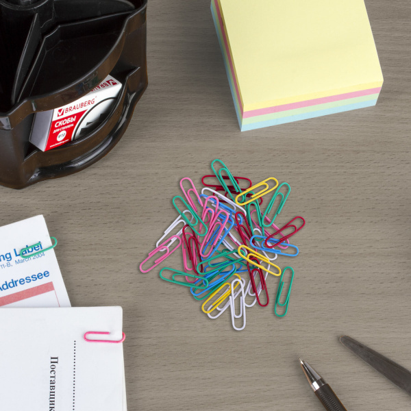 Скрепки ЭКСТРА ОФИСМАГ 28 мм цветные 100 штук, 271316 - Скрепки канцелярские