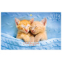 Календарь квартальный на 2024 г., 3 блока, 3 гребня, с бегунком, мелованная бумага, BRAUBERG, "Милые котята", 115292 - Календари настенные