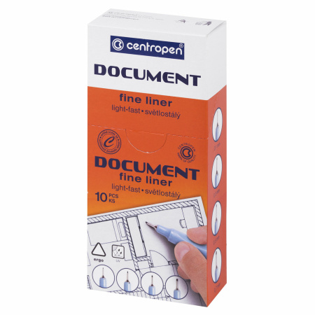 Ручка капиллярная (линер) ЧЕРНАЯ CENTROPEN "Document", трехгранная, линия письма 0,5 мм, 2631/0,5, 2 2631 0103 - Ручки капиллярные и линеры художественные