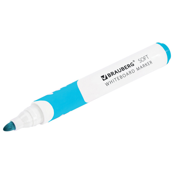 Маркер стираемый для белой доски СВЕТЛО-ГОЛУБОЙ, BRAUBERG "SOFT", 5 мм, резиновая вставка, 152111 - Маркеры для досок