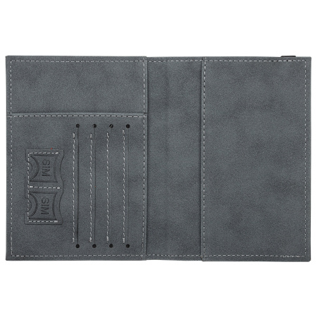 Обложка для паспорта с карманами и резинкой, мягкая экокожа, "PASSPORT", серая, BRAUBERG, 238203 - Обложки для паспорта