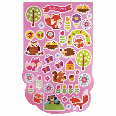 Альбом со сверкающими наклейками "Лесные зверушки", 4 листа, более 250 шт., склейка, ЮНЛАНДИЯ, 662695 - Наклейки