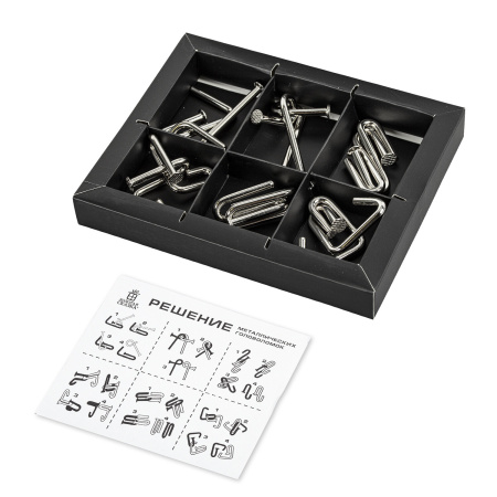 Головоломки металлические большие ЗОЛОТАЯ СКАЗКА, набор 6 штук, ГВОЗДИ, 664925 - Игрушки развивающие