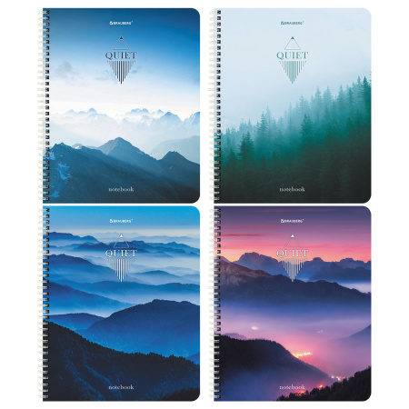 Тетрадь А5, 96 л., BRAUBERG, гребень, клетка, "Безмятежность" (микс в спайке), 404423 - Тетради более 60 листов