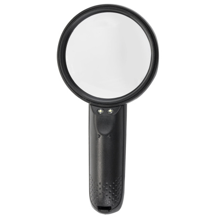 Лупа просмотровая BRAUBERG, С ПОДСВЕТКОЙ, диаметр 75 мм, увеличение 3, корпус черный, 454130 - Лупы