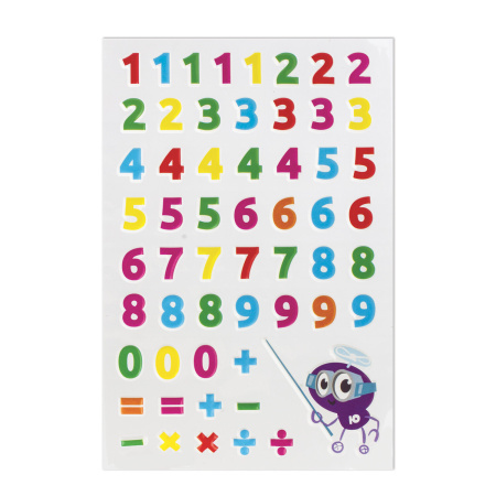 Наклейки зефирные "Цифры", многоразовые, 10х15 см, ЮНЛАНДИЯ, 661796 - Наклейки