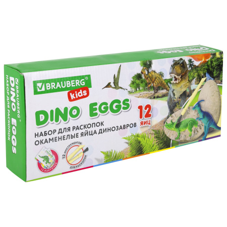 Набор для раскопок 12 видов динозавров, карточки, инструменты, развивающий, BRAUBERG KIDS, 664923 - Игрушки развивающие