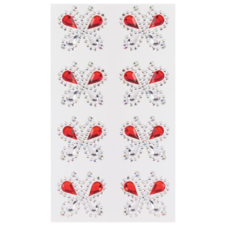 Стразы самоклеящиеся "Бабочки", 25 мм, 8 штук, на подложке, ОСТРОВ СОКРОВИЩ, 661578 - Стразы для творчества