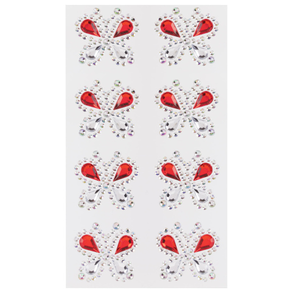 Стразы самоклеящиеся "Бабочки", 25 мм, 8 штук, на подложке, ОСТРОВ СОКРОВИЩ, 661578 - Стразы для творчества