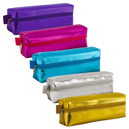 Пенал-косметичка BRAUBERG под искусственую кожу, ассорти 5 цветов, "Винтаж", 20х6х4 см, дисплей, 223268 - Пеналы мягкие