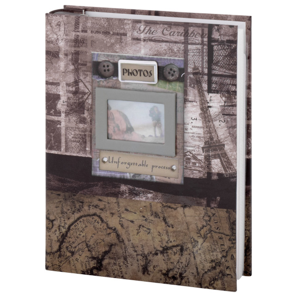 Фотоальбом BRAUBERG на 200 фотографий 10х15 см, твердая обложка, "Путешествие", бокс, коричневый, 390672 - Фотоальбомы