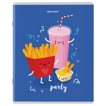 Тетради КОМПЛЕКТ 5 шт. А5, 48 л., BRAUBERG скоба, клетка, TWIN лак, "Funny Food", 404397 - Тетради 40-48 листов