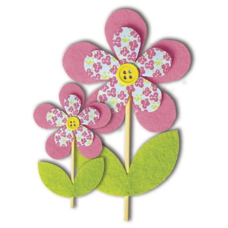 Цветной фетр для творчества, А4, ОСТРОВ СОКРОВИЩ, с рисунком, 5 листов, 5 цветов, толщина 2 мм, "Цветы", 660648 - Фетр