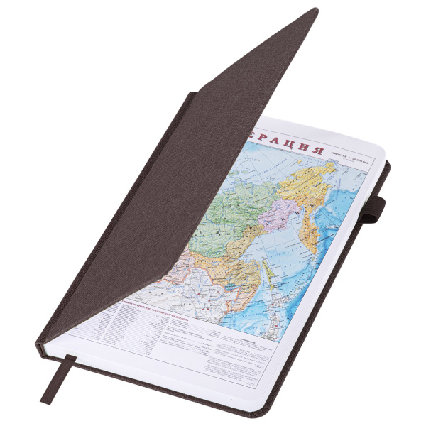 Ежедневник недатированный А5 138x213 мм BRAUBERG "Finest" под кожу, резинка, 136 л., коричневый, 111870 - Ежедневники с покрытием "под кожу и ткань"