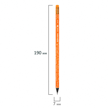 Карандаш чернографитный BRAUBERG "EXAM", 1 шт., HB, с ластиком, корпус ассорти, 181753 - Карандаши чернографитные