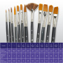 Кисти художественные набор 12 шт. в черном пенале, синтетика, BRAUBERG ART CLASSIC, № 0-14 + веерная, 200966 - Кисти художественные в наборах