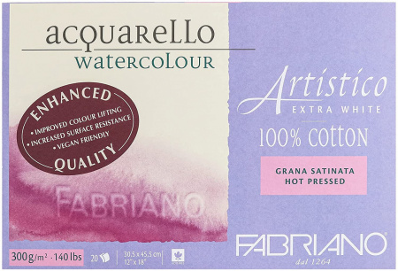 Альбом-склейка для акварели Fabriano "Artistico Extra White" Сатин 30x45 см 20 л 300 г