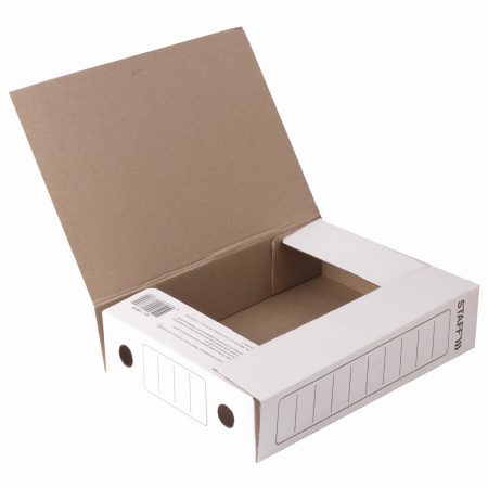 Папка архивная с резинкой А4 (325х250 мм), 75 мм, до 700 листов, микрогофрокартон, БЕЛАЯ, STAFF, 128878 - Накопители документов