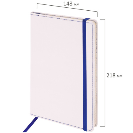 Блокнот А5 (148x218 мм), BRAUBERG "Office", под кожу, 80 л., резинка, клетка, белый, 111029 - Бизнес-блокноты и бизнес-тетради