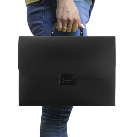 Портфель пластиковый STAFF А4 (330х235х36 мм), 13 отделений, индексные ярлыки, черный, 229245 - Портфели пластиковые