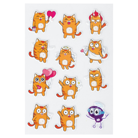 Наклейки зефирные "Рыжий кот", многоразовые, 10х15 см, ЮНЛАНДИЯ, 661788 - Наклейки
