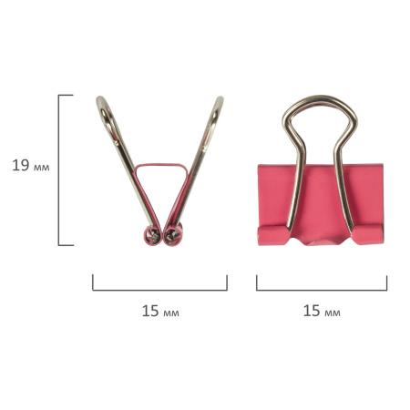 Зажимы для бумаг STAFF "Profit", КОМПЛЕКТ 12 шт., 15 мм, на 45 листов, цветные, картонная коробка, 229050 - Зажимы для бумаг