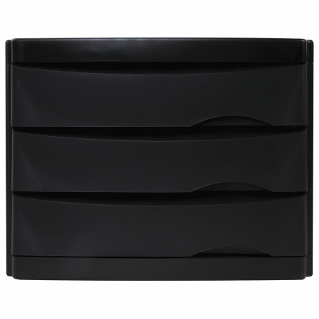 Бокс с 3 выдвижными лотками, корпус чёрный, лотки черные, 235х300х355 мм, BRAUBERG "Office-Expert", 238038 - Блоки закрытых лотков для бумаг