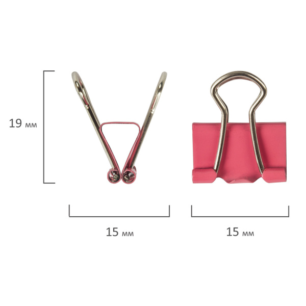 Зажимы для бумаг STAFF "Profit", КОМПЛЕКТ 12 шт., 15 мм, на 45 листов, цветные, картонная коробка, 229050 - Зажимы для бумаг