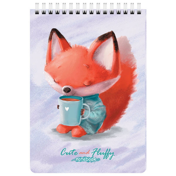 Блокнот А5 (146х206 мм), 60 л., гребень, картон, клетка, BRAUBERG KIDS, "Милые зверята", 114364 - Блокноты детские