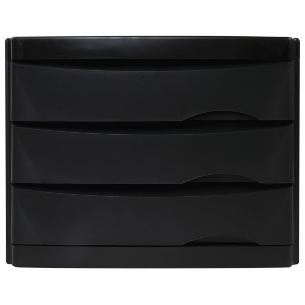 Бокс с 3 выдвижными лотками, корпус чёрный, лотки черные, 235х300х355 мм, BRAUBERG "Office-Expert", 238038 - Блоки закрытых лотков для бумаг