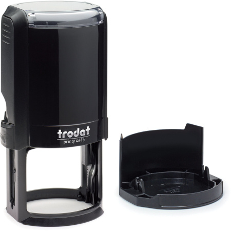 Оснастка для печатей, оттиск D=45 мм, синий, TRODAT 4645, корпус черный, крышка, подушка, 46045/4645 - Оснастки для печатей