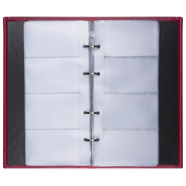 Визитница на кольцах BRAUBERG "Imperial", на 240 визиток, под гладкую кожу, бордовая, 231665 - Визитницы настольные