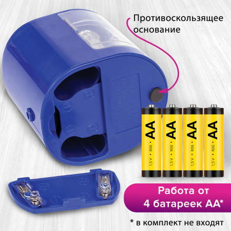 Точилка электрическая BRAUBERG "STANDARD", 2 отверстия для карандашей (включая утолщенные), питание от 4 батареек АА, 228423 - Точилки электрические