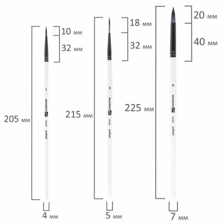 Кисти художественные набор 10 шт., синтетика, в ПВХ-пенале, № 1-10, BRAUBERG ART DEBUT, 201050 - Кисти художественные в наборах