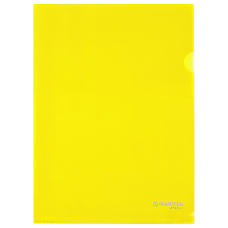 Папка-уголок А4 желтая 0,10 мм, BRAUBERG EXTRA, 271700 - Папки-уголки пластиковые