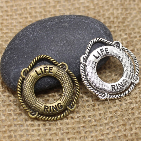 Металлическая подвеска "Спасательный круг" античная бронза, размер 22*24 мм, 10 шт