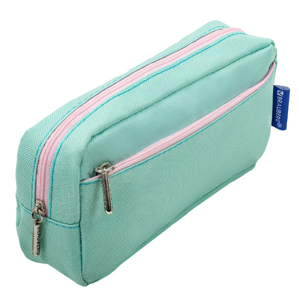 Пенал мягкий BRAUBERG, 2 отделения, ассорти 5 цветов, "Pastel", 21х9,5х5 см, дисплей, 271579 - Пеналы мягкие